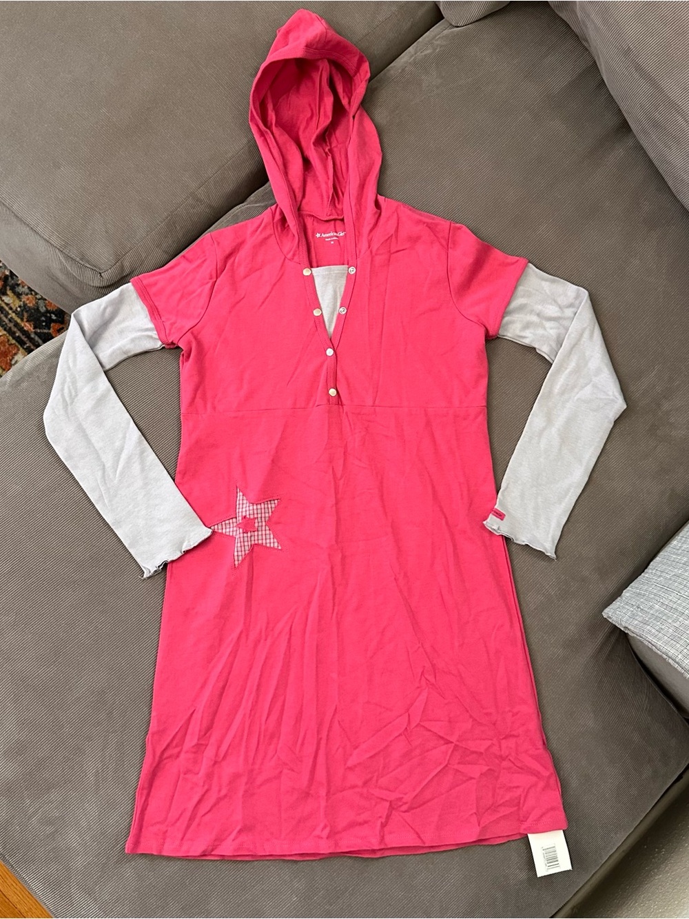NWT American Girl Doll Star Hoodie Dress W/ Mock Long Sleeve Youth Size Medium